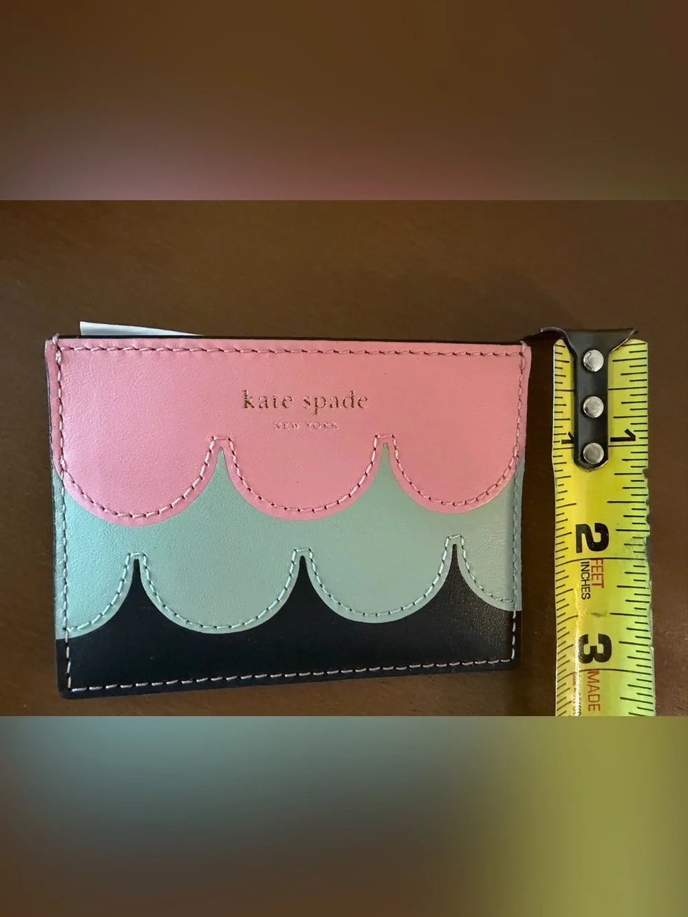 kate spade Scallop Card Holder - Pink, Mint & Black
